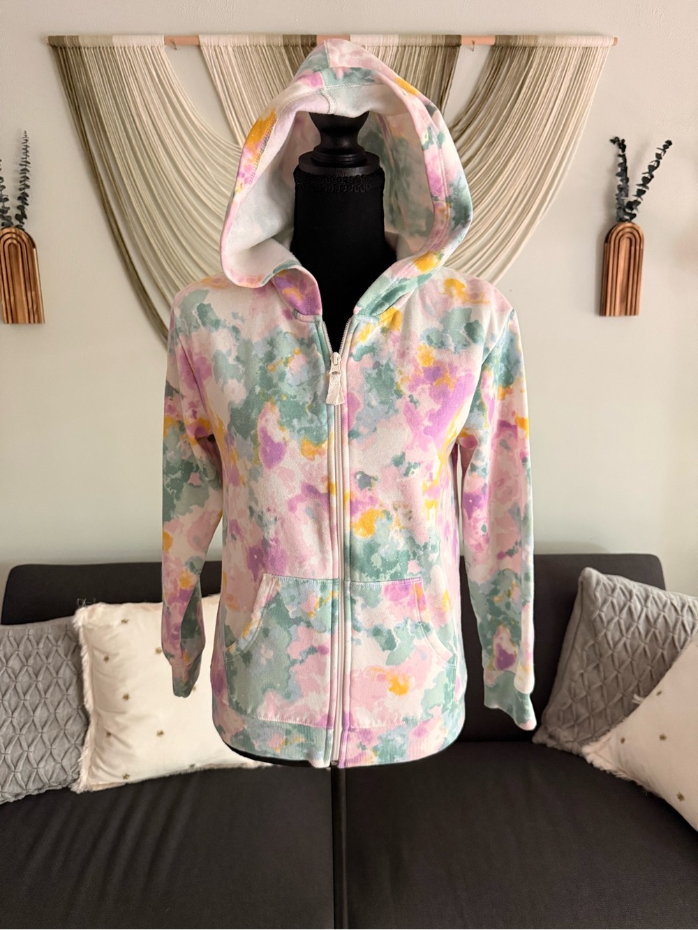 3/$25 Cat & Jack Girls' Pastel Tie-Dye Zip Hoodie — XL(14) - Picture 1 of 4